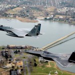 Image:  US Air Force Fighter Jets Flying Over Joint Base Langley-Eustis in Hampton, VA