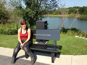 Laurie visiting the  Dubuque Veterans Memorial