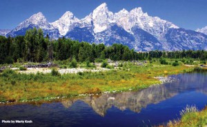 Grand Teton is the highest peak, at 13,775 feet,  of the picturesque Teton Range.