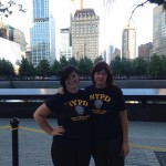 Molly and Laurie stand in front of  the National September 11th Memorial and remember  the day that shook America.