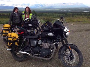 Molly (Left) and Laurie on their 10,000 mile  motorcycle journey, The Long Ride Home