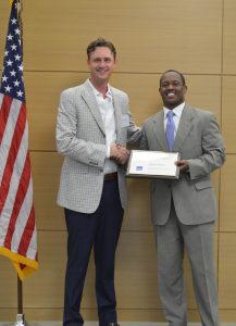 Shane Moore poses with Jerome Fletcher at the first Vets 2 Vets Coaching Seminar.