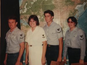 Ellen Schramm, second from left, former US Navy Cryptologic Technician Communications Operator