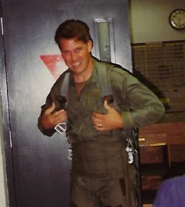 Bob Wesp, prior to boarding an F16 while serving in the U.S. Air Force.